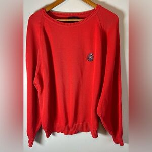 Vintage Chaps Ralph Lauren Sweater Mens L Red Knit Golfer Logo Made In USA RARE